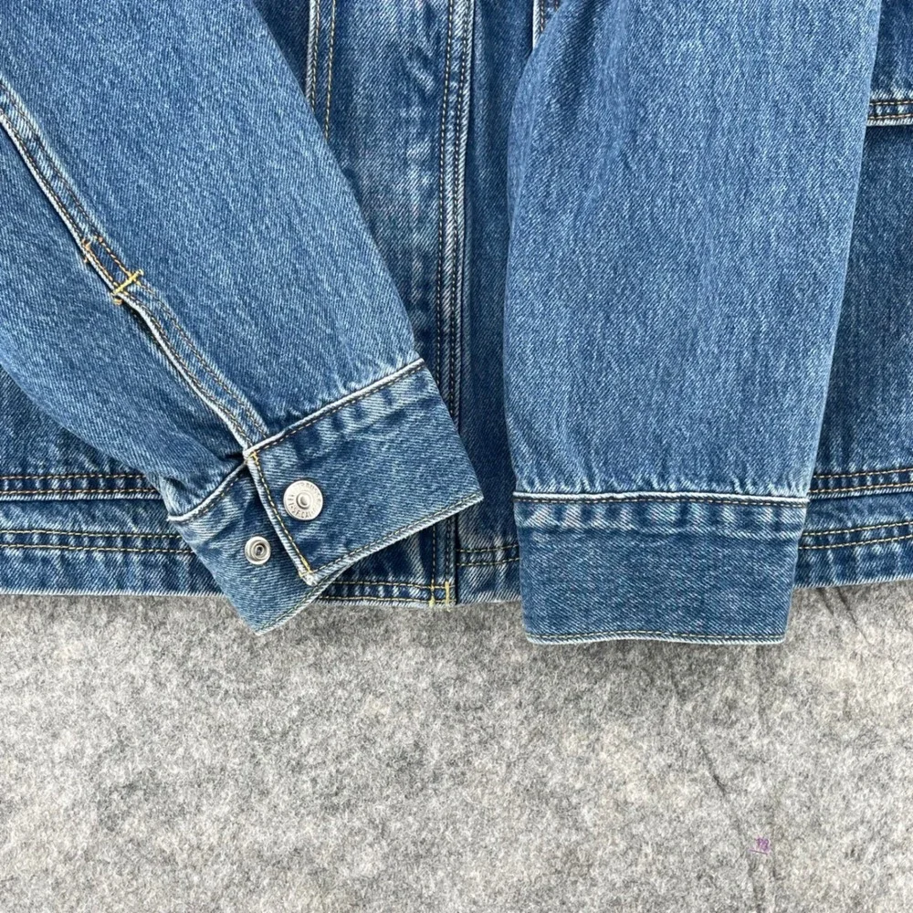 Levis East Port Chore Jacket Men L Blue Denim Corduroy Collar Relaxed 002WW0000
